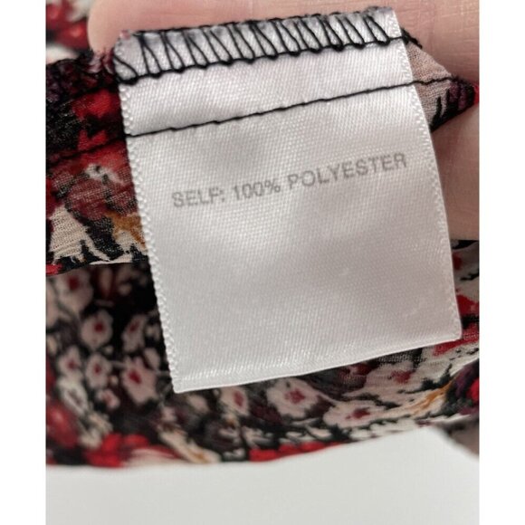 Rose & Olive Women's Red Black Floral V-Neck 3/4 Sleeve Layered Top Size S - Picture 8 of 10